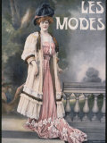 Mlle. Lise Berty Modeling Pink Dress, Lace Trimmed and Embroidered Day Coat and Feather Hat