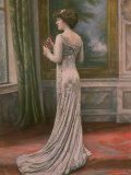 Mlle. Fonteney Modeling a Gray/Silver Evening Dress Created by Redfern for L'Ane de Buridan