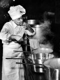 Gene Leone, Taking a Bite Test to Determine Whether the Bo Ling Spaghetti is Properly Firm
