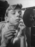 Tom Moore Examining Results of His First Shave, Necessity for Which Only He Could See