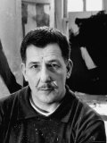 Abstract Expressionist Painter Franz Kline in Studio with His Black and White Paintings