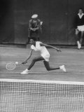 Tennis Player Althea Gibson in Action on Court During Match