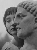 Actress Carolyn Jones Poising with Plaster of Caesar