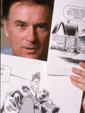 Cartoonist Don Wright in His Office