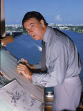 Cartoonist Don Wright in His Office