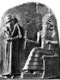 Hammurabi Receives the Code of Laws from God Shamash, from Bas Relief at Top of Code of Hammurabi