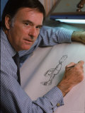 Cartoonist Don Wright in His Office