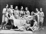 Clipping of American Dancer Isadora Duncan and of Pupils from Her School Posing for Group Portrait
