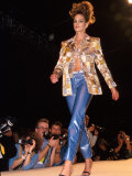 Model Cindy Crawford on Fashion Show Runway