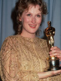 Meryl Streep Holding Her Oscar in Press Room at Academy Awards