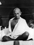 Buy Indian Leader Mohandas Gandhi Sitting Cross Legged at Prayer Meeting at AllPosters.com