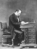 Copy from Carte de Visite of English Caricaturist George Cruikshank Working at His Desk