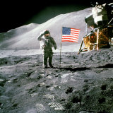 Buy US Astronaut James B. Irwin Saluting American Flag Next to Lunar Module During Apollo 15 Mission at AllPosters.com