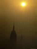 NYC Empire State Building with Setting Sun in Background