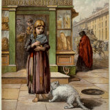 Illustration by Kronheim of White Cat Grilda, Beggar Girl Madge Dunlee, from 