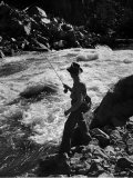 Country Dr. Ernest Ceriani Casting into Colorado River to Catch a Few Trout
