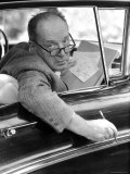 Novelist Vladimir Nabokov Looking Out of Car Window, Likes to Work in the Car