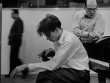 Pianist Glenn Gould Listening Intensely to Performance of Bach's Goldberg Variations Played Back
