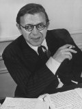 Playwright Jean Paul Sartre at His Home in Paris
