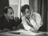 Composer Marc Blitzstein with Conductor/Composer Leonard Bernstein Studying Score of Blitzstein Premium Photographic Print