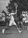 Tennis Player Herbie Flam Swinging the Racket in Davis Cup Match