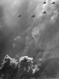 B26 Marauders with Special D Day Markings over Beaches of Cherbourg
