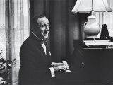Very Good Portrait of Pianist Vladimir Horowitz Seated at the Piano at His Home in New York