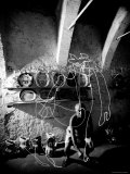 Pablo Picasso Drawing a Centaur in the Air with a Flashlight at Madoura Pottery