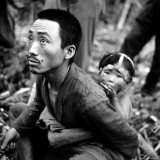 Marianas Island Father with Child After Capture by Americans During Battle Between US and Japanese