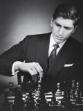 American Chess Champion Robert J. Fisher Playing a Match