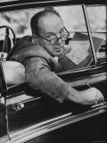 Buy Author Vladimir Nabokov Writing in His Car. He Likes to Work in the Car, Writing on Index Cards at AllPosters.com