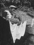 Boxer Floyd Patterson Doing Laundry at Training Quarters Near Newtown