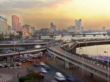 A Traffic Jam at Sunset on One of Cairo's Bridges Spanning the Nile River, Egypt, May 20, 2001