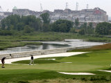Buy Golfers Play on the 18th Green at Liberty National Golf Club in Jersey City, NJ, June 14, 2006 at AllPosters.com