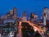 Buy Downtown and Gateway Arch at Night, St. Louis, Missouri, USA at AllPosters.com