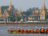 Cambodian Racers Row Their Wooden Boat
