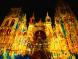 Light Show Projected on Rouen Cathedral, Rouen, France