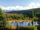 Snow-Capped Mount Mckinley and Beaver Pond, Alaska