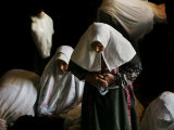Muslim Women Worshippers Pray Inside the Golden Dome of the Rock