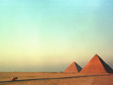 A Solitary Horse Carriage Heads Back Home as the Sun Goes Down Over the Giza Pyramids