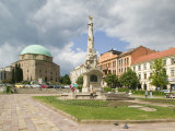 Mosque and Trinity Column in Szechenyi ter Square, Pecs, Hungary