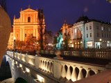 Triple Bridge with Presernov Trg in Background, Ljubljana, Slovenia