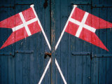 Danish Flags Painted on Doors of Life-Saving Station, Sonderho, Denmark