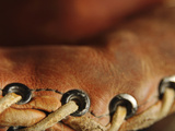 Close-up of Leather Baseball Glove Stitching