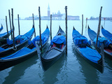 Moored Gondolas Along the Grand Canal in Venice