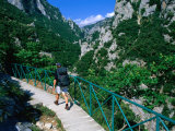 Trekker Walking Towards Summit of Mt. Olympus, Enipeas Valley, Greece