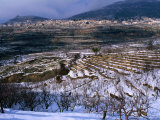 Snow Covered Fields and Village in the Qadisha Valley, Bcharre, Lebanon