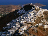 Whitewashed Houses on Hilltop Above Livadi Harbour, Hora, Greece