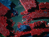 Buy Aerial View of Thousands of Red and Blue Crates in a Storage Depot, Melbourne, Australia at AllPosters.com