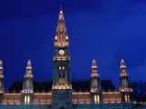 Rathaus (Town Hall) at Dusk, Innere Stadt, Vienna, Austria